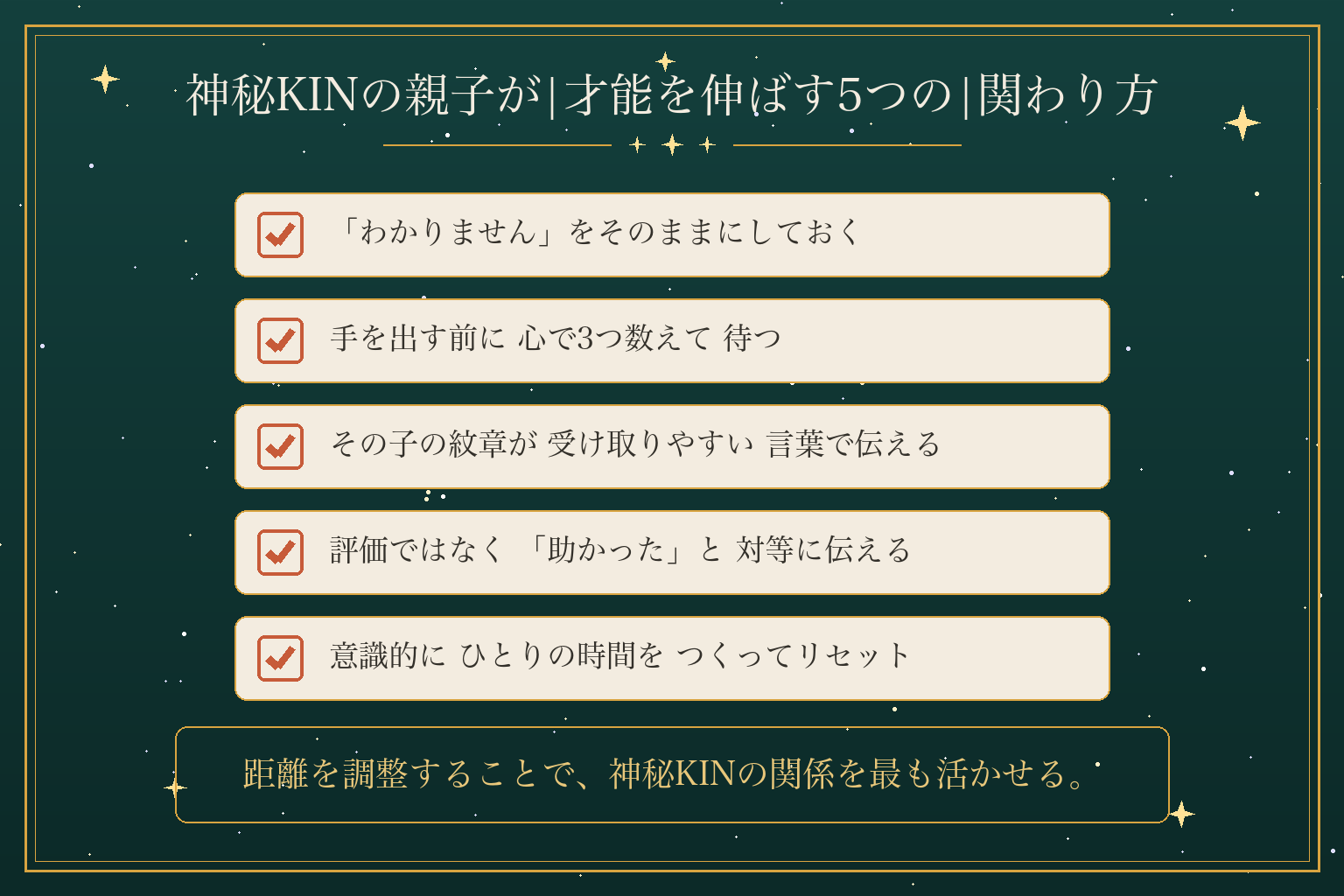 神秘KINの親子が|才能を伸ばす5つの|関わり方
