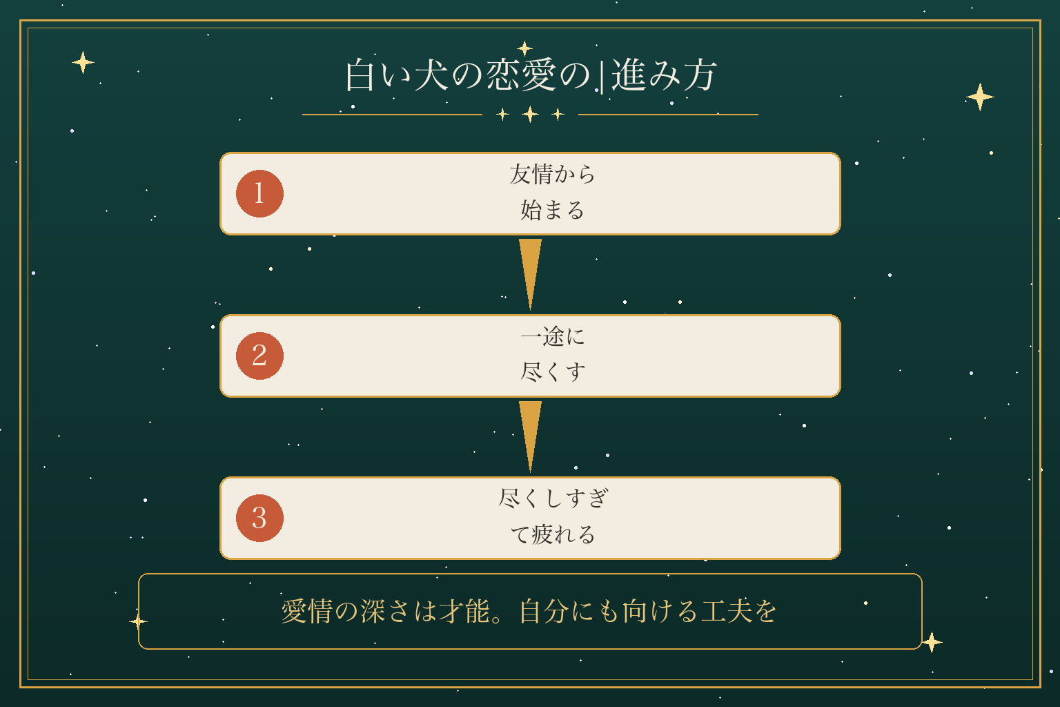 白い犬の恋愛の|進み方