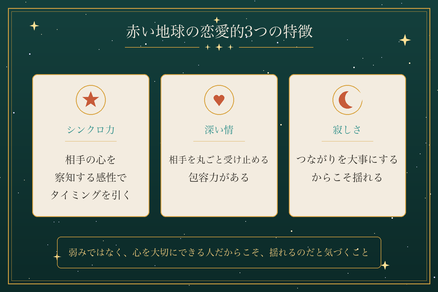 赤い地球の恋愛的3つの特徴