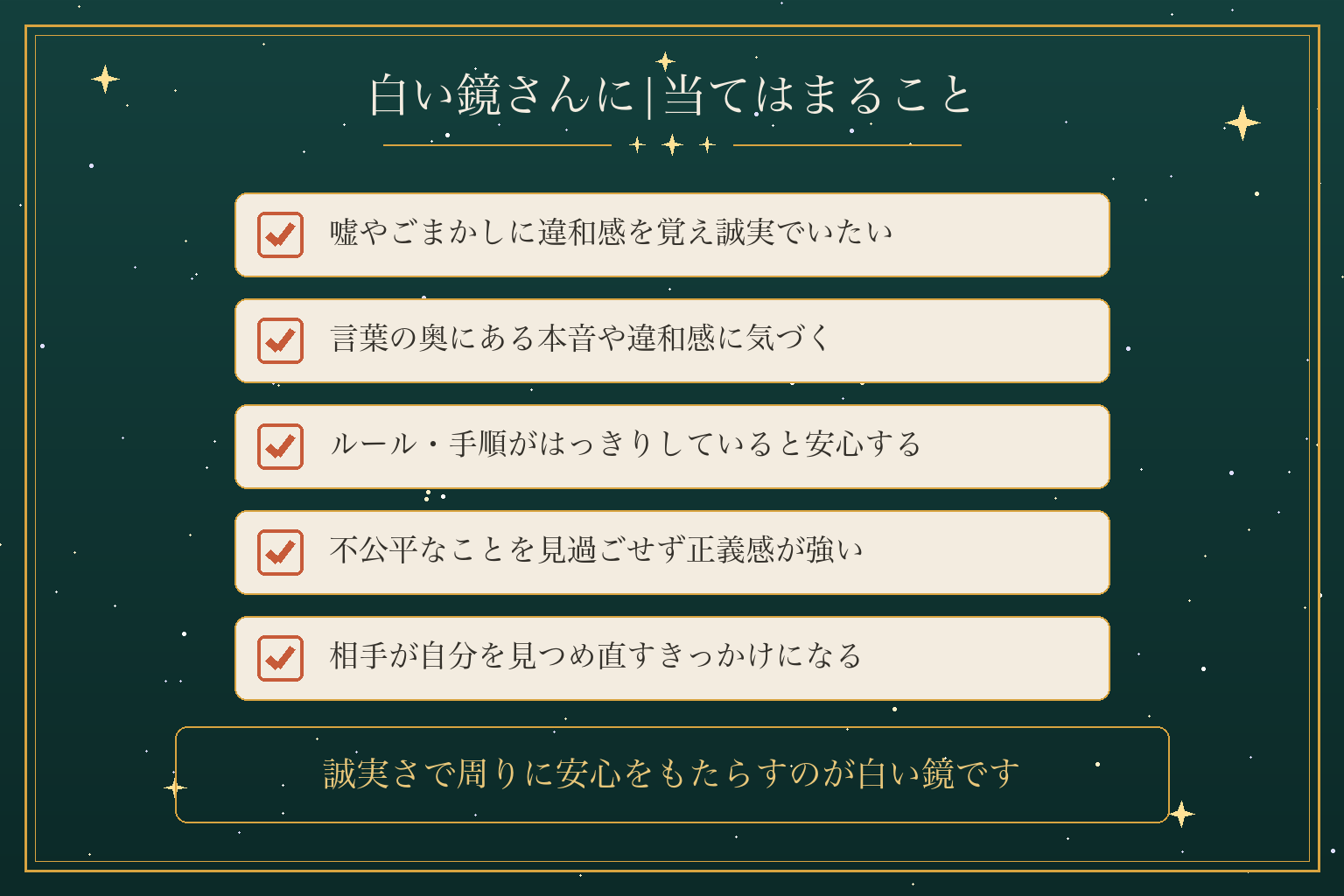 白い鏡さんに|当てはまること